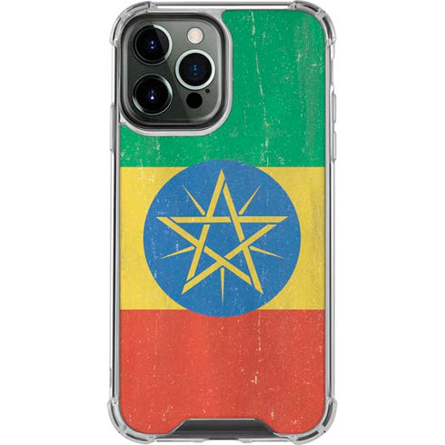 Ethiopia Flag Distressed iPhone 13 Pro Max Clear Case