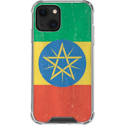 Ethiopia Flag Distressed iPhone 14 Plus Clear Case
