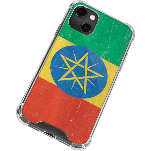 Ethiopia Flag Distressed iPhone 14 Plus Clear Case