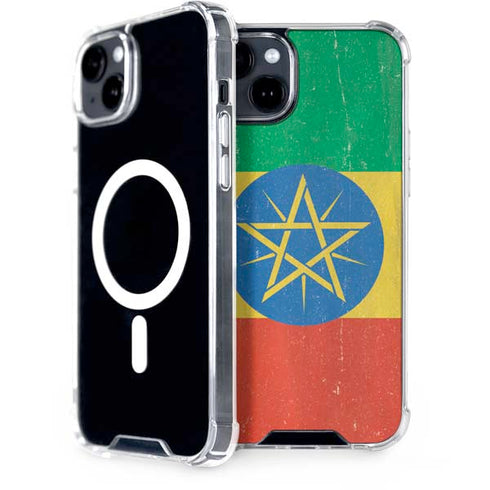 Ethiopia Flag Distressed iPhone 14 Plus MagSafe Case