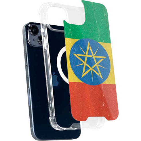 Ethiopia Flag Distressed iPhone 15 Plus MagSafe Case