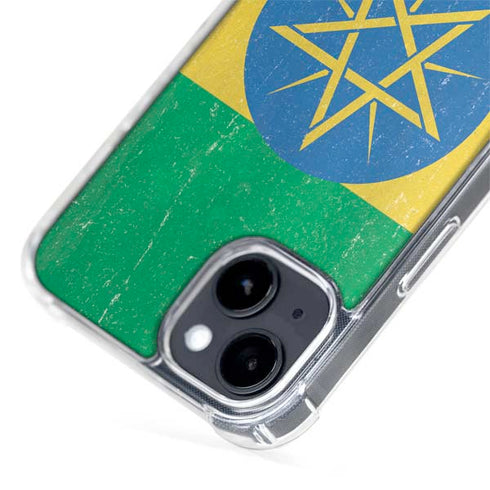 Ethiopia Flag Distressed iPhone 15 Plus MagSafe Case
