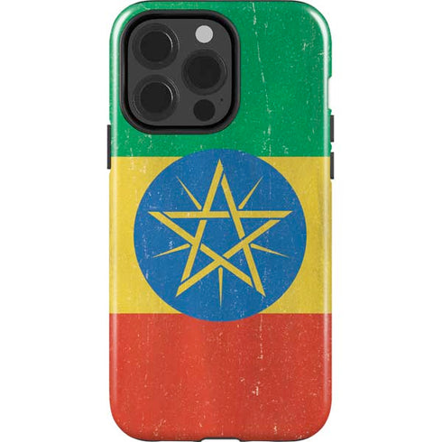 Ethiopia Flag Distressed iPhone 15 Pro Impact Case