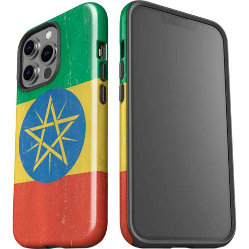 Ethiopia Flag Distressed iPhone 15 Pro Impact Case