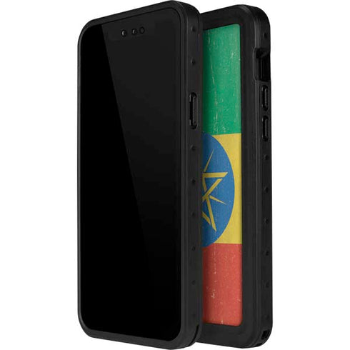 Ethiopia Flag Distressed iPhone 14 Pro Waterproof Case