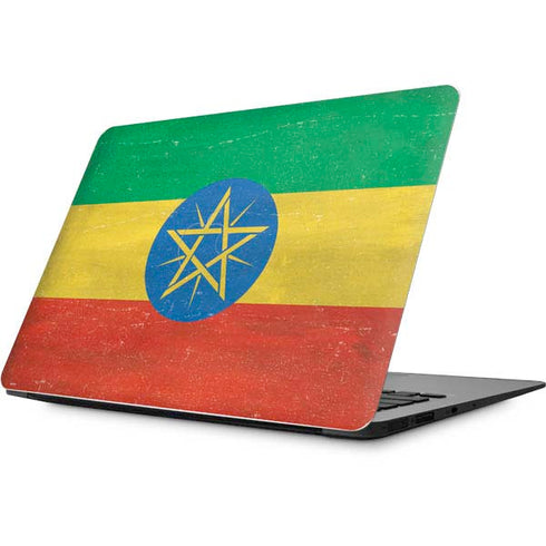 Ethiopia Flag Distressed Apple MacBook Skin