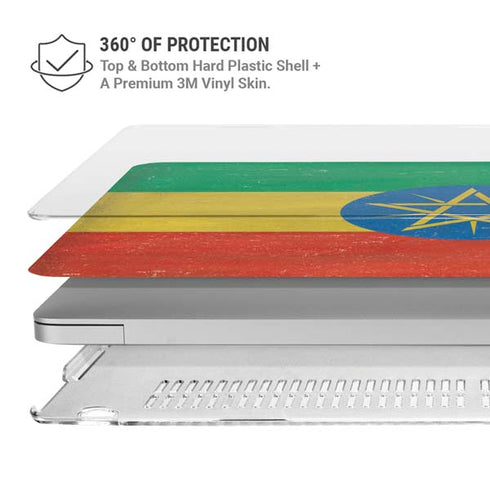 Ethiopia Flag Distressed MacBook Pro 13in (2020) Case plus Skin
