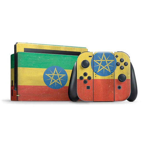 Ethiopia Flag Distressed Nintendo Switch Bundle Skin