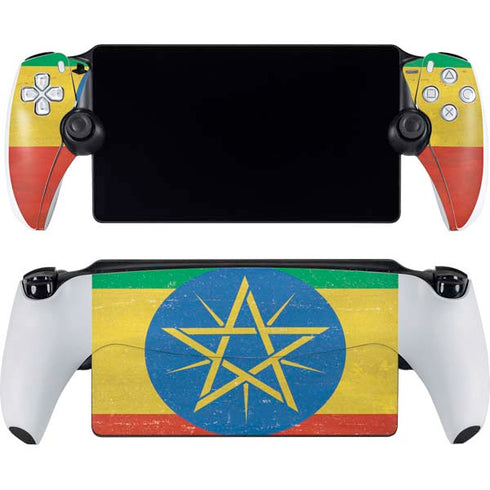 Ethiopia Flag Distressed PlayStation Portal Remote Player Skin