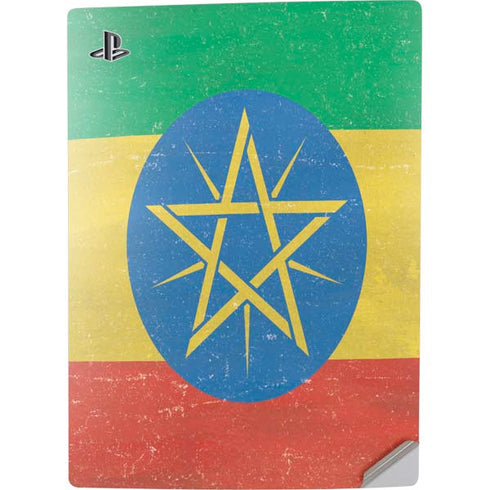 Ethiopia Flag Distressed PS5 Digital Edition Console Skin