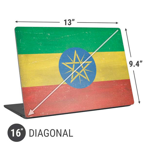Ethiopia Flag Distressed Universal Laptop 16in (13 x 9.4in) Skin