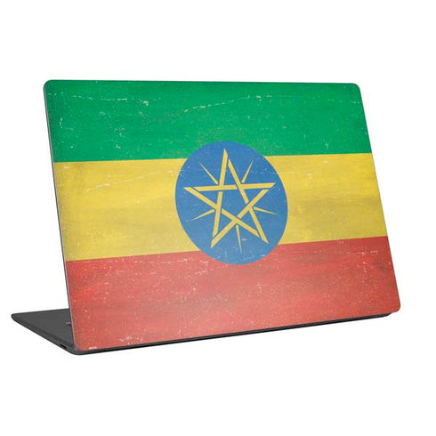 Ethiopia Flag Distressed Universal Laptop 18in (14.6 x 10.6in) Skin