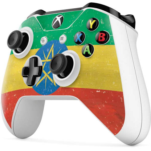 Ethiopia Flag Distressed Xbox One S All-Digital Edition Bundle Skin