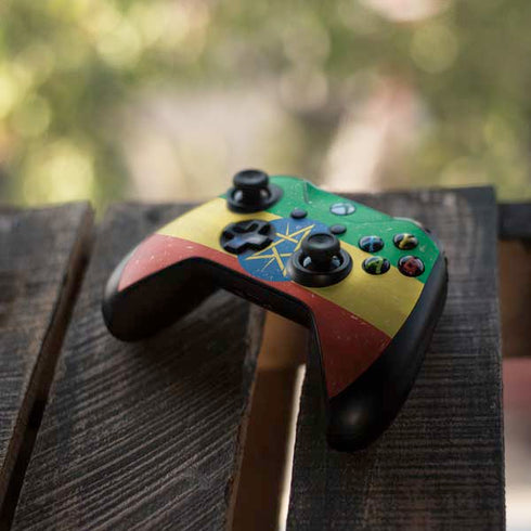 Ethiopia Flag Distressed Xbox One S All-Digital Edition Bundle Skin