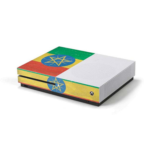 Ethiopia Flag Distressed Xbox One S Console Skin