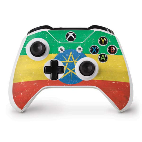 Ethiopia Flag Distressed Xbox One S Controller Skin