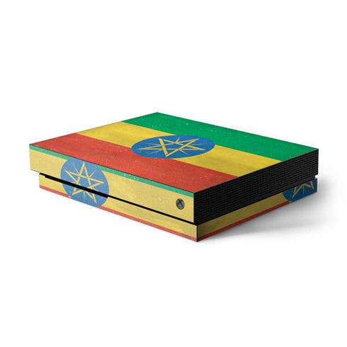 Ethiopia Flag Distressed Xbox One X Console Skin