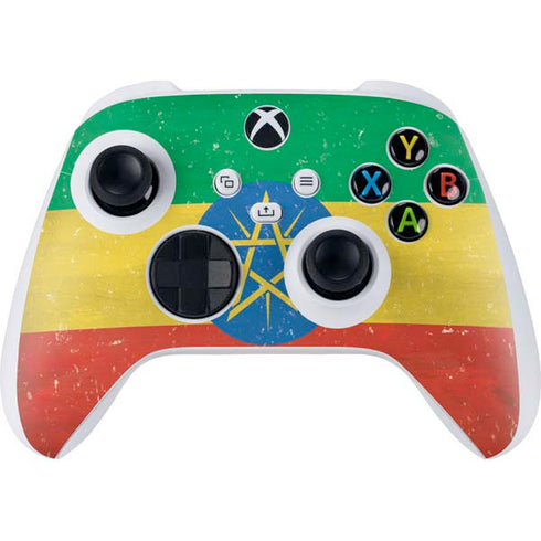 Ethiopia Flag Distressed Xbox Series S Controller Skin
