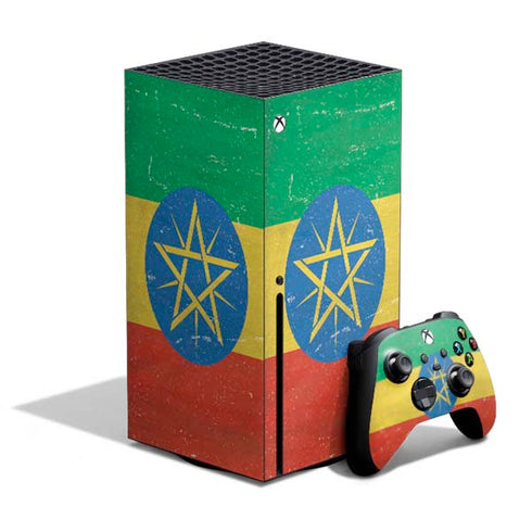 Ethiopia Flag Distressed Xbox Series X Bundle Skin