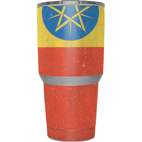 Ethiopia Flag Distressed Yeti 30oz Rambler Tumbler Skin