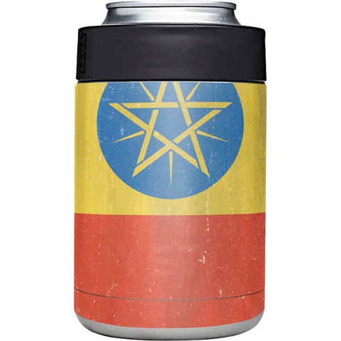 Ethiopia Flag Distressed Yeti Colster Can Insulator Skin