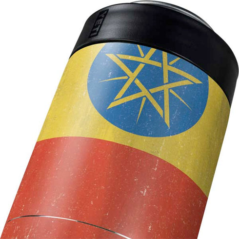 Ethiopia Flag Distressed Yeti Colster Can Insulator Skin