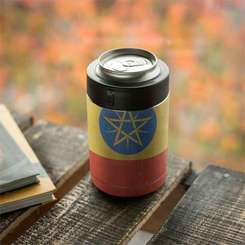 Ethiopia Flag Distressed Yeti Colster Can Insulator Skin