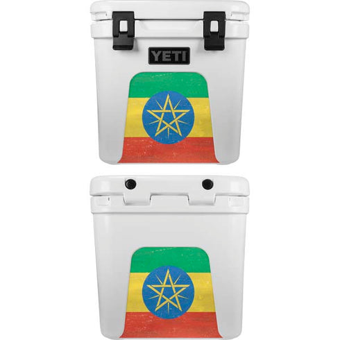Ethiopia Flag Distressed YETI Roadie 24 Hard Cooler Skin