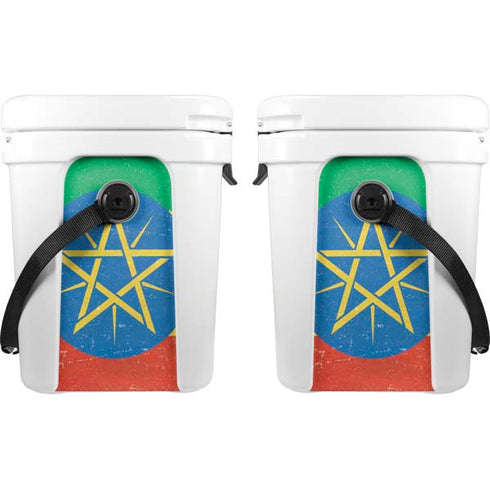 Ethiopia Flag Distressed YETI Roadie 24 Hard Cooler Skin