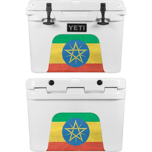 Ethiopia Flag Distressed YETI Tundra 35 Hard Cooler Skin