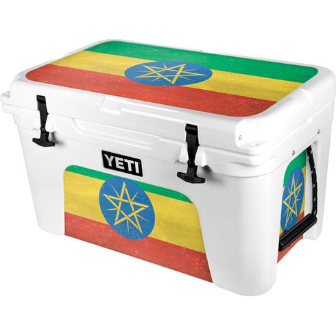 Ethiopia Flag Distressed YETI Tundra 45 Hard Cooler Skin