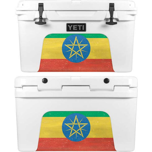 Ethiopia Flag Distressed YETI Tundra 45 Hard Cooler Skin