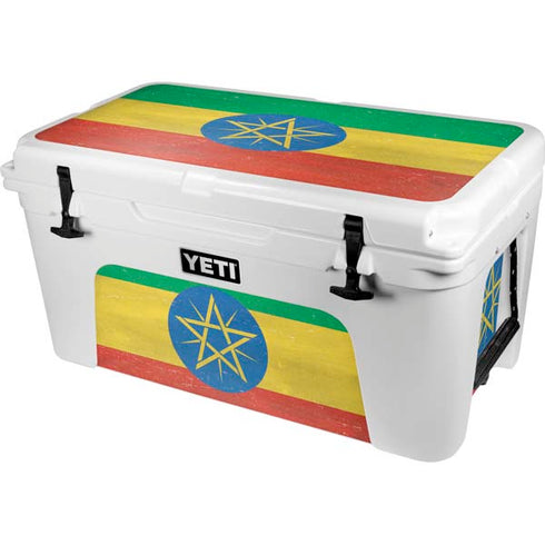 Ethiopia Flag Distressed YETI Tundra 65 Hard Cooler Skin