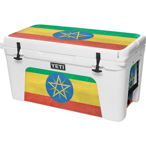 Ethiopia Flag Distressed YETI Tundra 75 Hard Cooler Skin