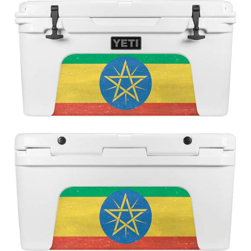 Ethiopia Flag Distressed YETI Tundra 75 Hard Cooler Skin