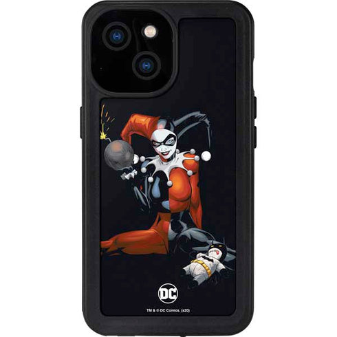 DC Comics Harley Quinn Playfull Pose iPhone 15 Waterproof Case