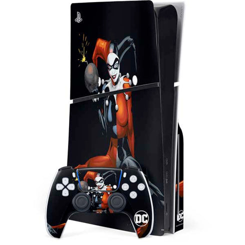 DC Comics Harley Quinn Playfull Pose PS5 Slim Disk Bundle Skin