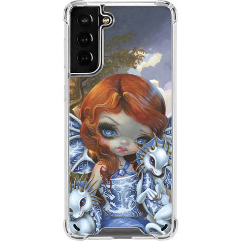 Fairy and Dragons with White and Blue Porcelain Wings by Jasmine Becket-Griffith Galaxy S21 Plus 5G Clear Case