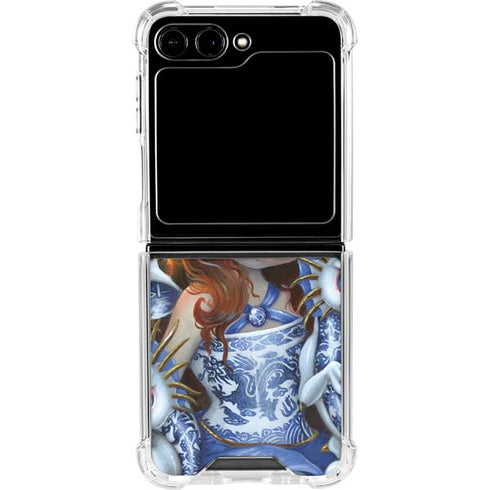 Fairy and Dragons with White and Blue Porcelain Wings by Jasmine Becket-Griffith Galaxy Z Flip5 5G Clear Case