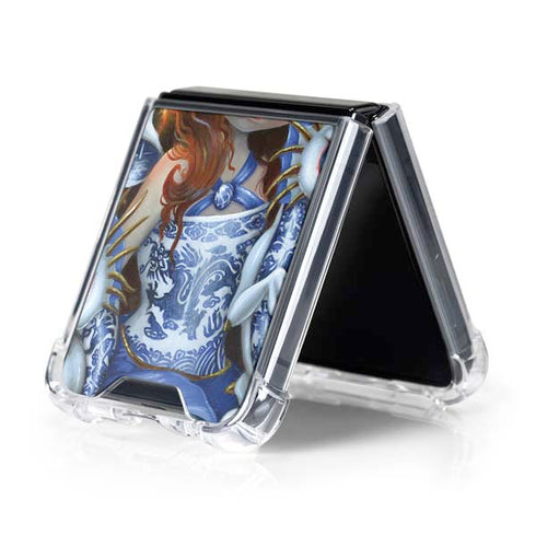 Fairy and Dragons with White and Blue Porcelain Wings by Jasmine Becket-Griffith Galaxy Z Flip5 5G Clear Case