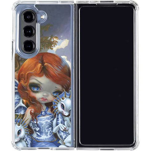 Fairy and Dragons with White and Blue Porcelain Wings by Jasmine Becket-Griffith Galaxy Z Fold5 5G Clear Case