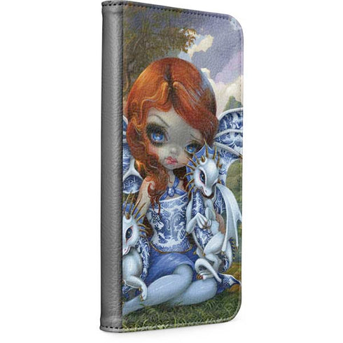 Fairy and Dragons with White and Blue Porcelain Wings by Jasmine Becket-Griffith iPhone 15 Plus Folio Case
