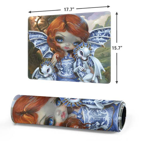 Fairy and Dragons with White and Blue Porcelain Wings by Jasmine Becket-Griffith Gaming Mouse Pad