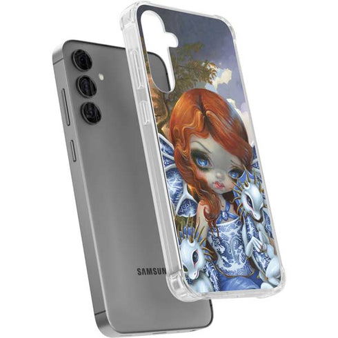 Fairy and Dragons with White and Blue Porcelain Wings by Jasmine Becket-Griffith Galaxy S24 Plus Clear Case