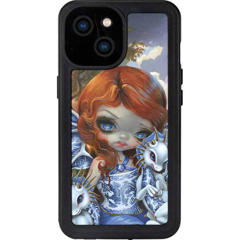 Fairy and Dragons with White and Blue Porcelain Wings by Jasmine Becket-Griffith iPhone 15 Waterproof Case