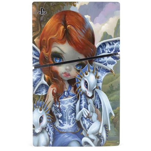 Fairy and Dragons with White and Blue Porcelain Wings by Jasmine Becket-Griffith PS5 Slim Disk Bundle Skin