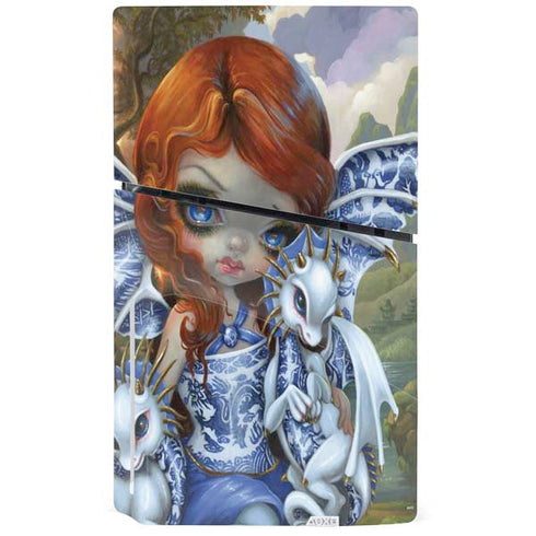 Fairy and Dragons with White and Blue Porcelain Wings by Jasmine Becket-Griffith PS5 Slim Disk Bundle Skin