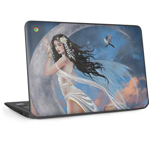 Fairy on Moon with Birds by Nene Thomas HP Chromebook Skin
