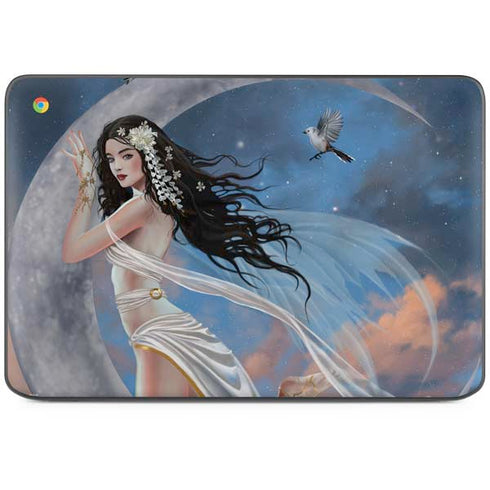 Fairy on Moon with Birds by Nene Thomas HP Chromebook Skin