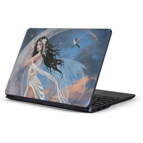 Fairy on Moon with Birds by Nene Thomas Samsung Chromebook Skin